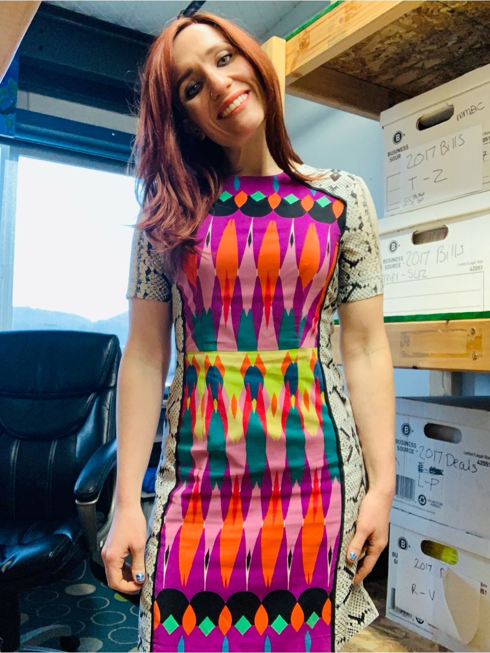 Nanette Lepore Multicolor Geometric 100% Silk Dress Size 4